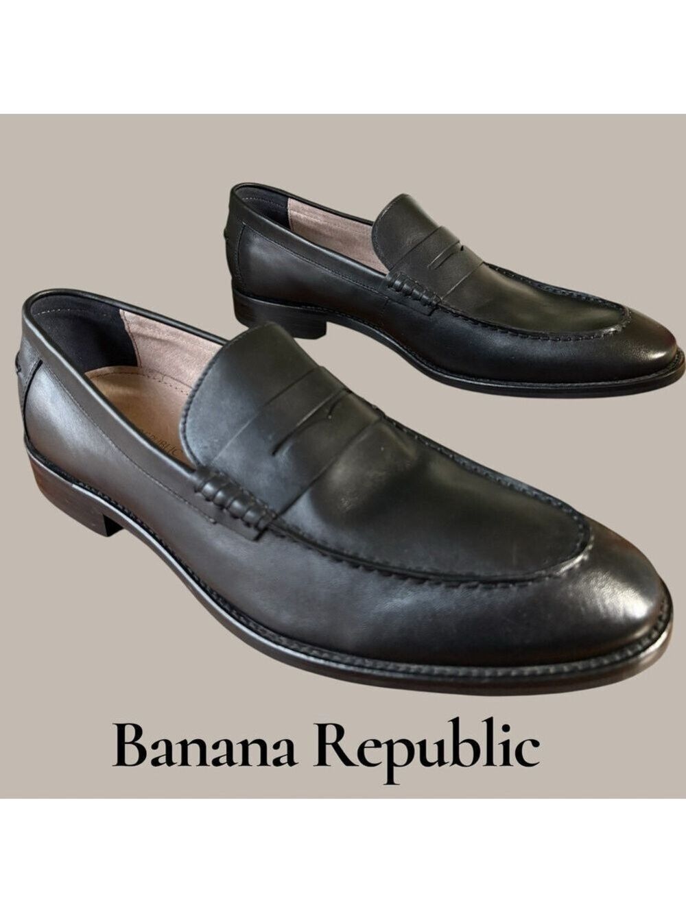 Banana Republic Italian Leather Ortholite Black Loafers. Size 12 Like new! Sharp